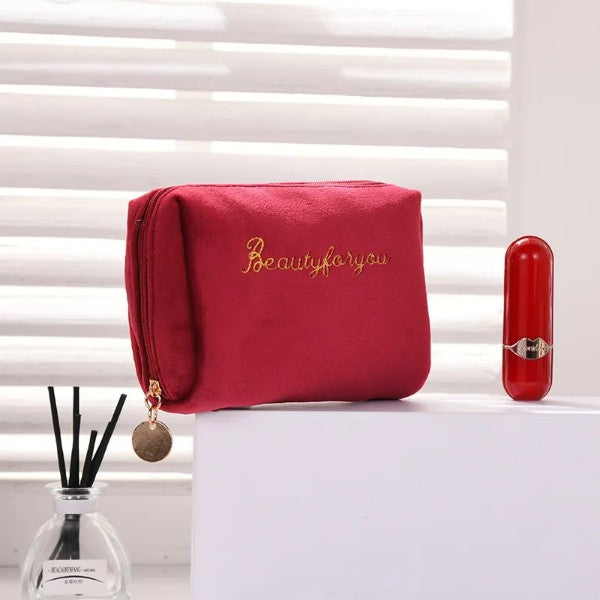 trousse velours rouge